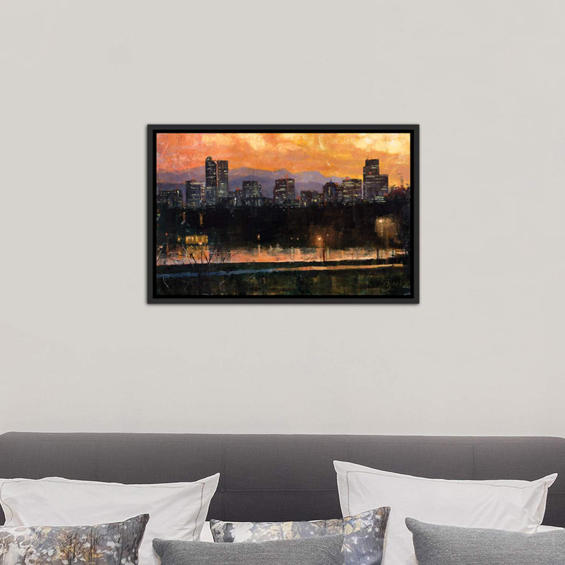 «Denver Skyline from City Park III» par Christopher Clark, reproduction d'art, H 18 po x l 26 po x P 1,5 po