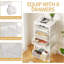 Chariot utilitaire roulant 6 tiroirs, chariot de rangement roulant avec plateau en bois, chariot de rangement sur roulettes verrouillables, chariot de bricolage pour chambre à coucher, salle de classe, bureau, blanc