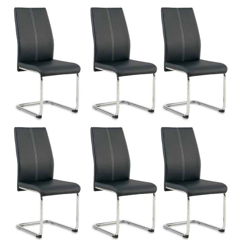 46cm H Upholstered Metal Cantilever Chair, Black
