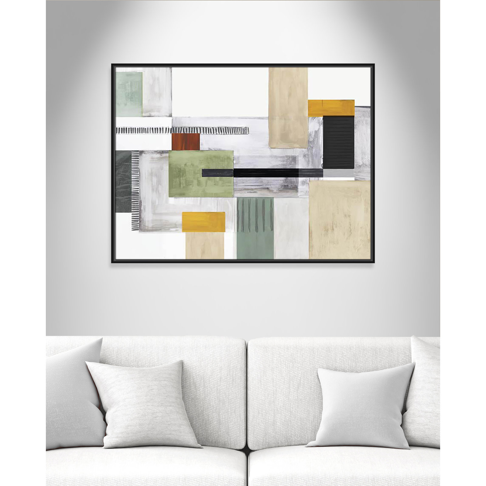 Playful Blocks by Tom Reeves, No Mat, Black Floater Framed, 31.5" H x 41.5" W x 2" D