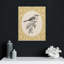 Oiseau rétro sur branche, art mural encadré en bois 16 po x 20 po