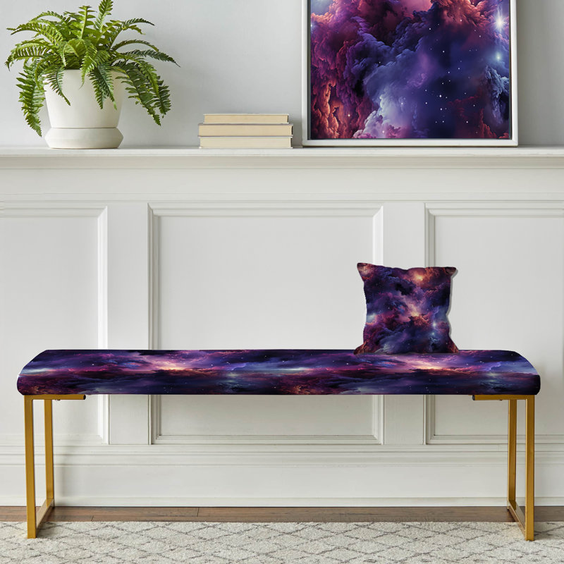 Enchanted Nebula Moody Patterns - Abstract Upholstered Gold Bench