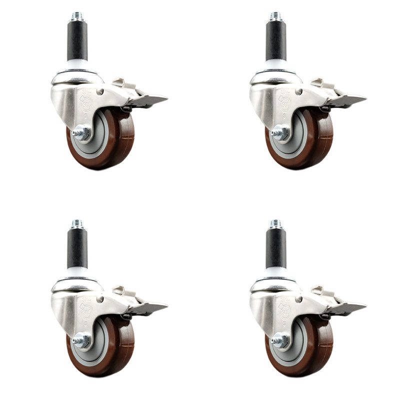 Jeu de roulettes extensibles en poly, Marron, H 4 po x l 4 po