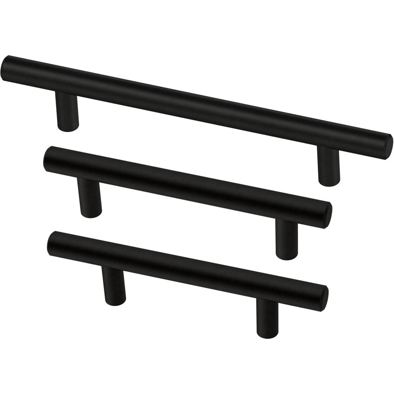 Matte Black Modern Brass Bar Handle Set