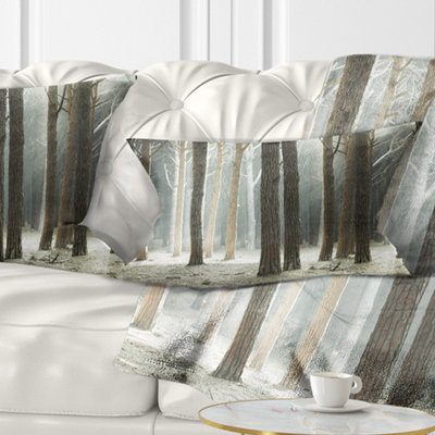 Maritime Pine Tree Forest with Rays - Forest Printed Pillow