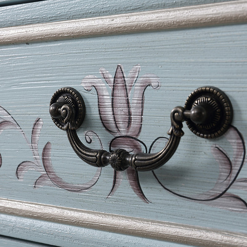 Brown+Light Blue Solid + Manufactured Wood Accent Cabinet