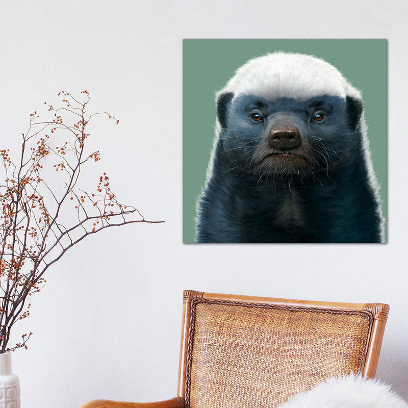 « Honey Badger » par Vincent HIE-impression d’art graphique, H 18 po x l 18 po x 1,5 po, Toile tendue
