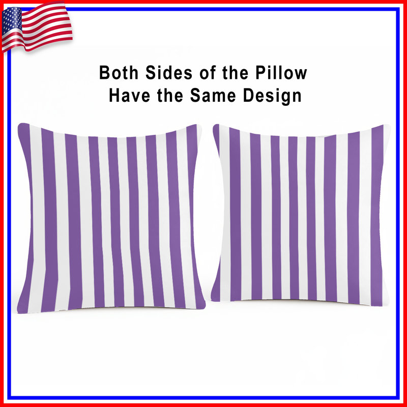 Vertical Purple Stripes Double Sided Throw Pillows, 16 po x 16 po