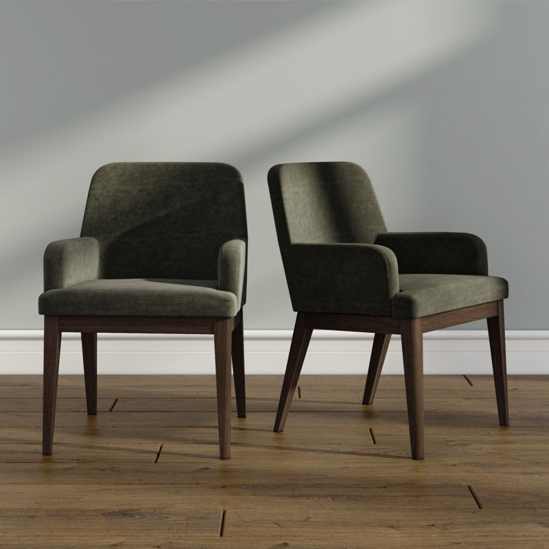 Fauteuil de salle à manger rembourré Ernesto, Noyer avec microsuède mousse