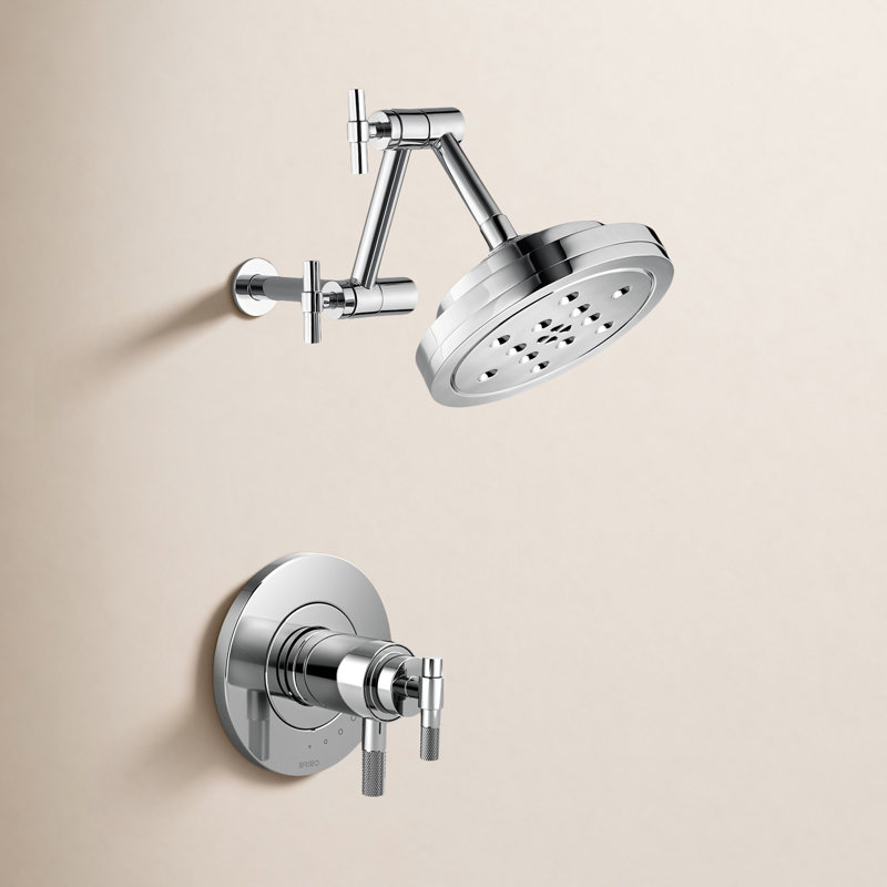 Litze Thermostatic Shower Faucet with TempAssure, Polished Chrome, T-Lever