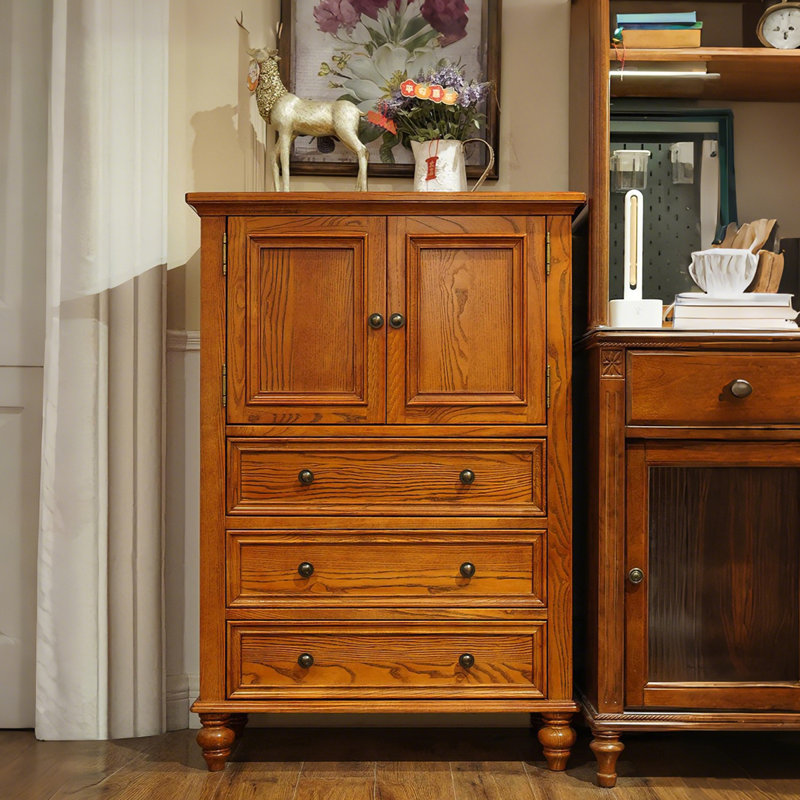 31.5"American-style brown solid wood storage cabinet