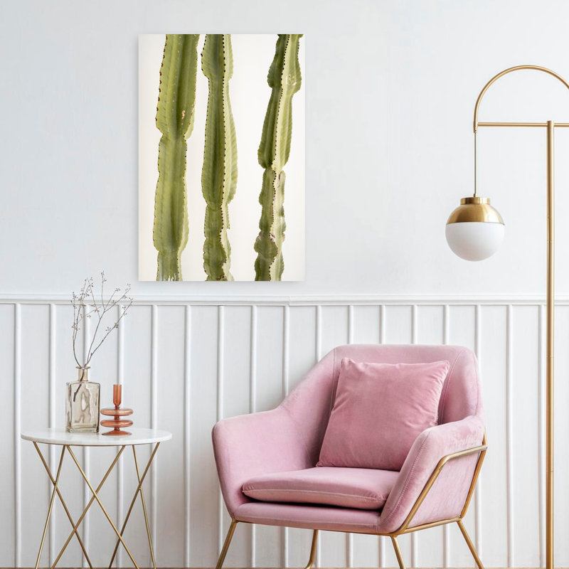 3 cactus abstraits, art mural contemporain, H 24 po x l 16 po
