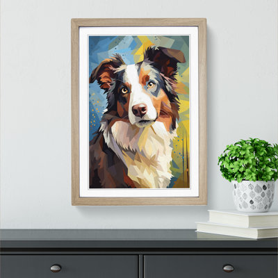 Border Collie Cubism - Framed Print