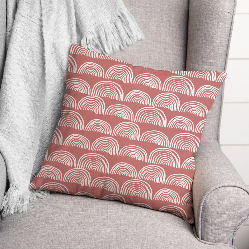 Abstract Outdoor Throw Pillow, 16" x 16", Pink