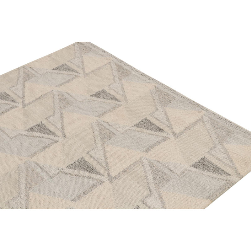 Scandinavian Wool Geometric Area Rug, Recatangle 12' x 15'
