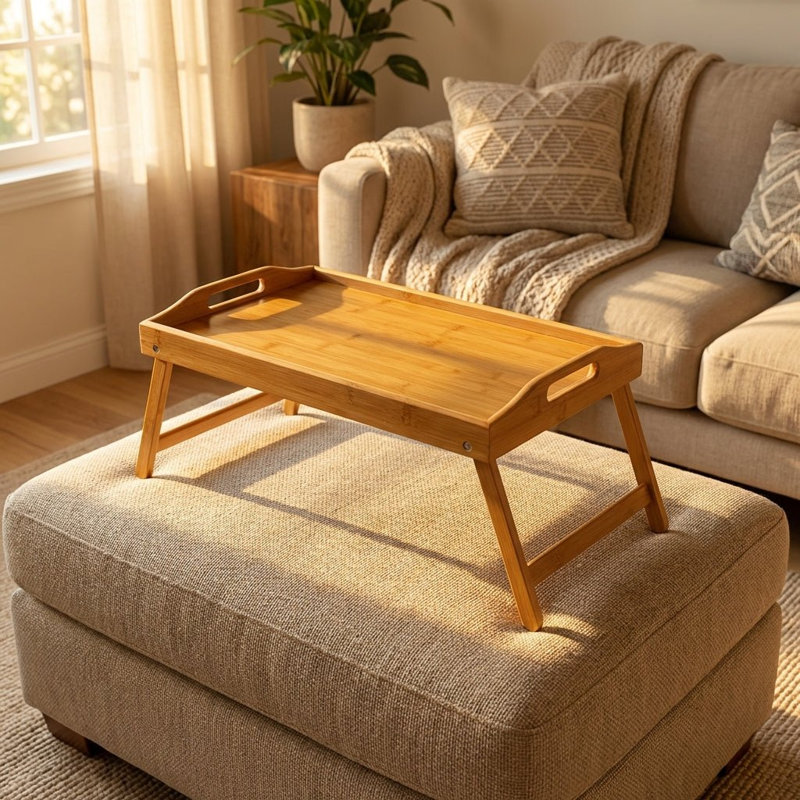 Plateau de lit pliable en bambou