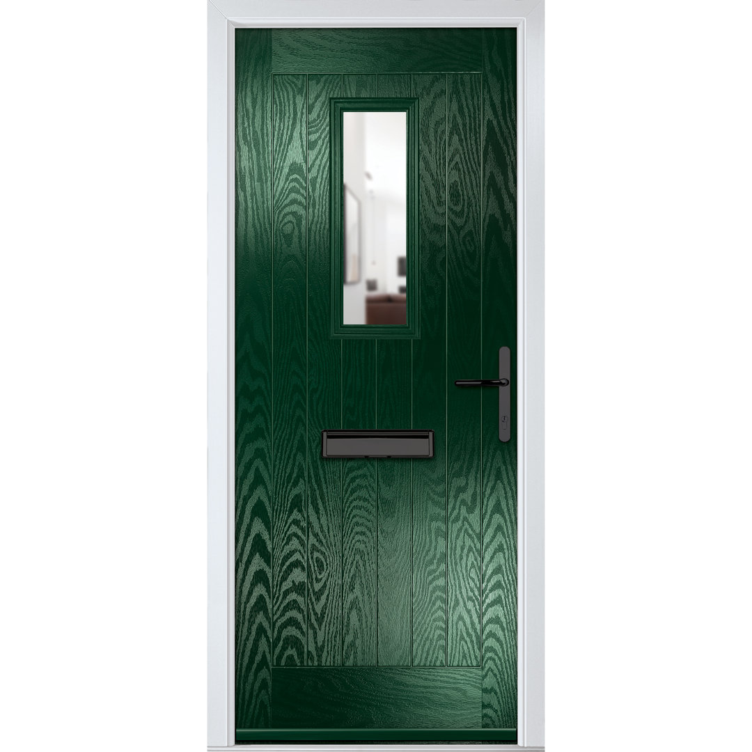 Crystal GRP Front door Sunningdale Anthracite Grey 920mm x 2090mm Open in Right hand Clear Glass