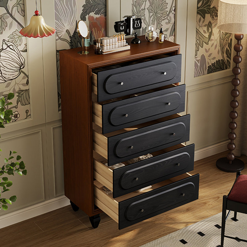 Coffre d'appoint en bois massif exquis simple., Noir / brun