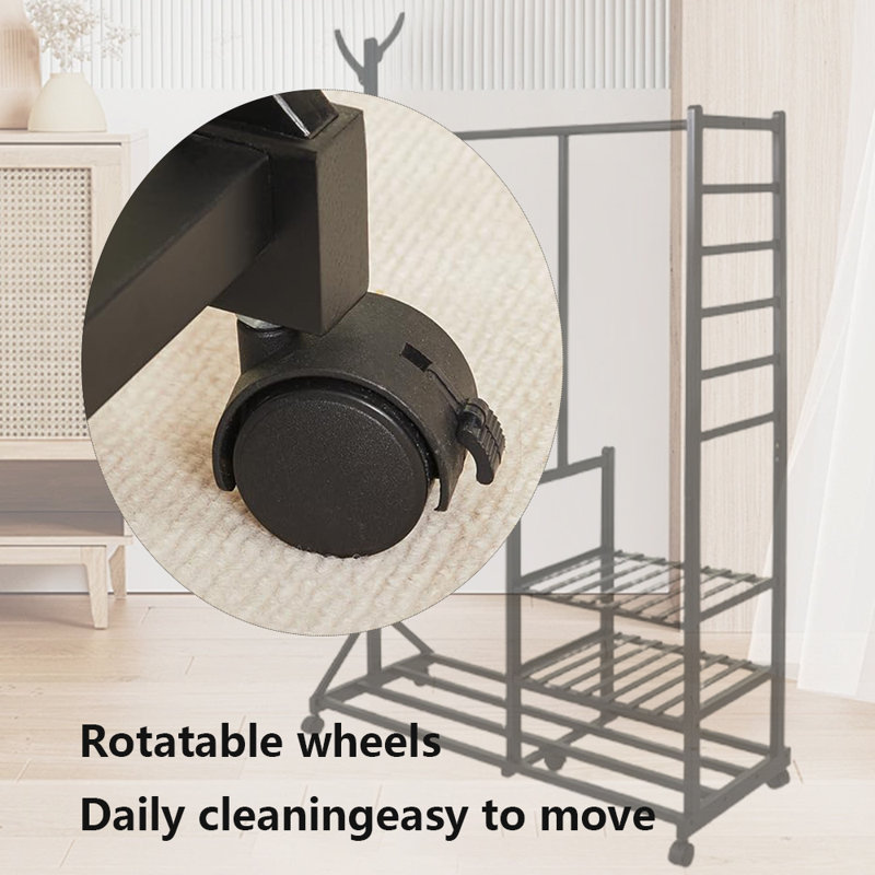 Multi-Functional Clothes Rack With Storage Shelf, Black