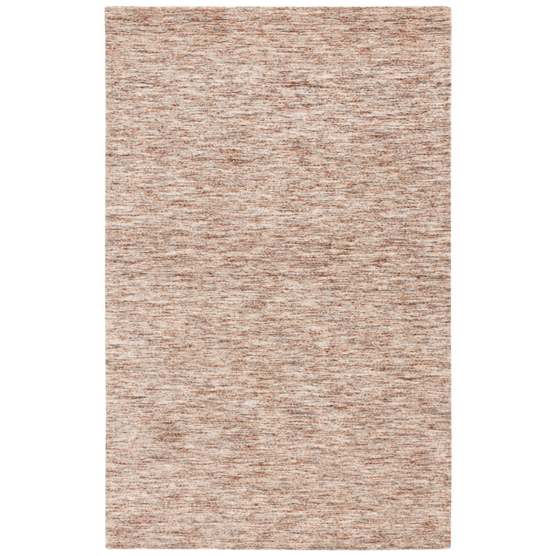 Algimas Handloomed Wool Cotton Abstract Rug in Beige/Rust, Round 6'