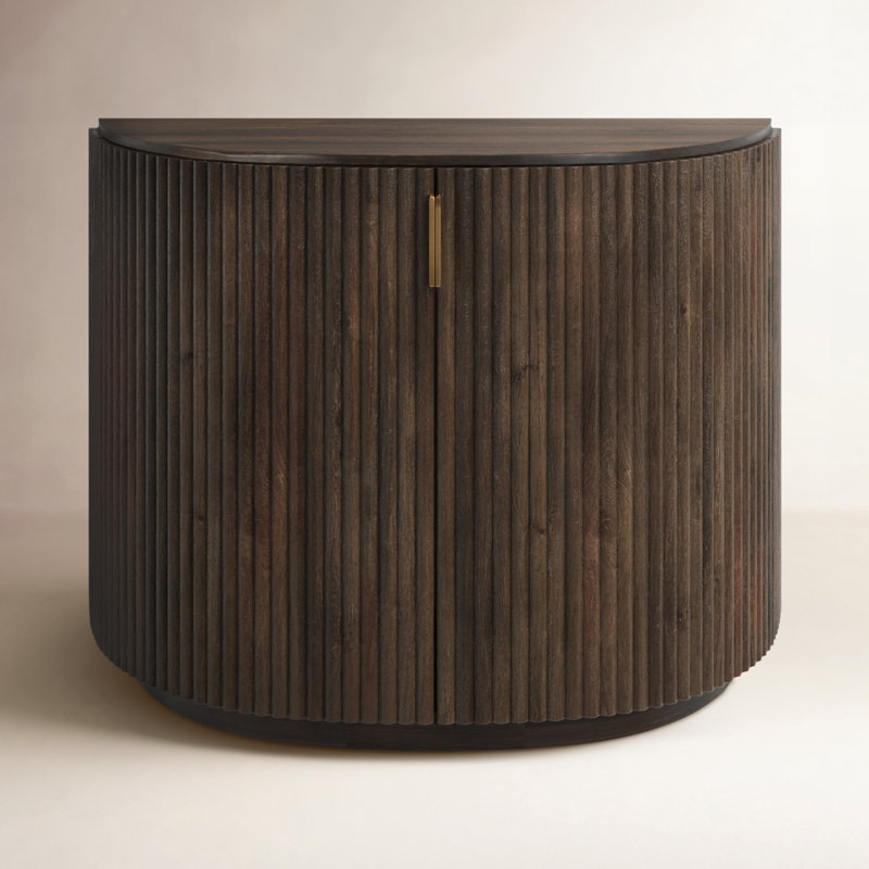 Terra Solid Wood 2 - Door Half Circle Accent Cabinet, Dark Brown