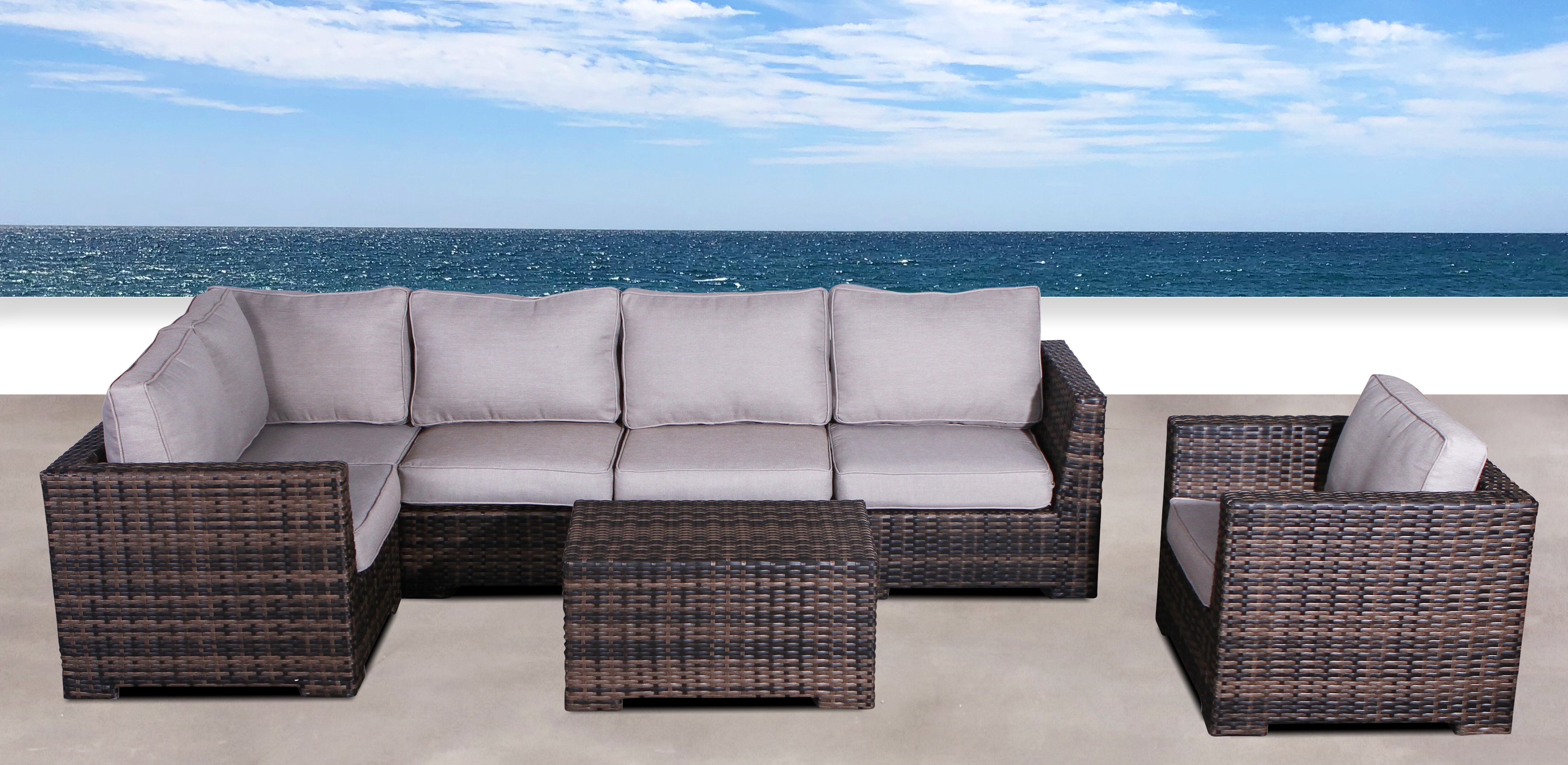 Fully assembled best sale rattan sofa set