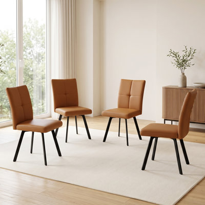 Modern Faux Leather Dining Chairs, Padded Side Chairs With Metal Legs For Kitchen, Living Room（set Of 4）