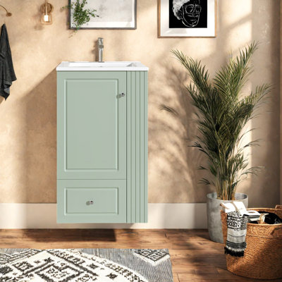 Compact Modern Vanity With Ceramic Sink, Wood And Mdf Storage For Bathrooms