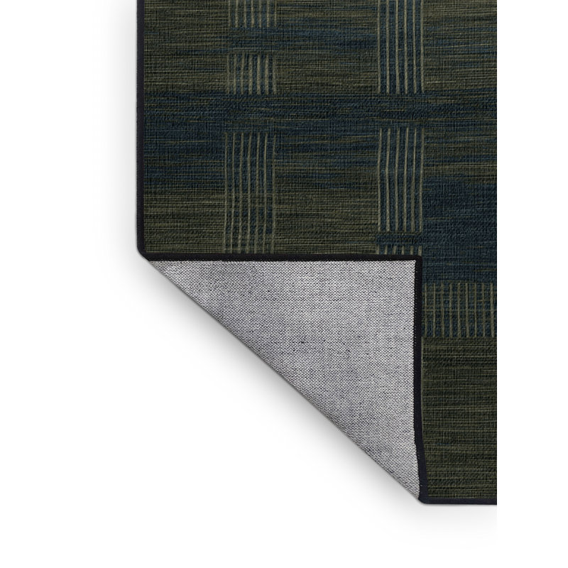 Tapis gris à carreaux lavable à la machine, Rond 7 pi
