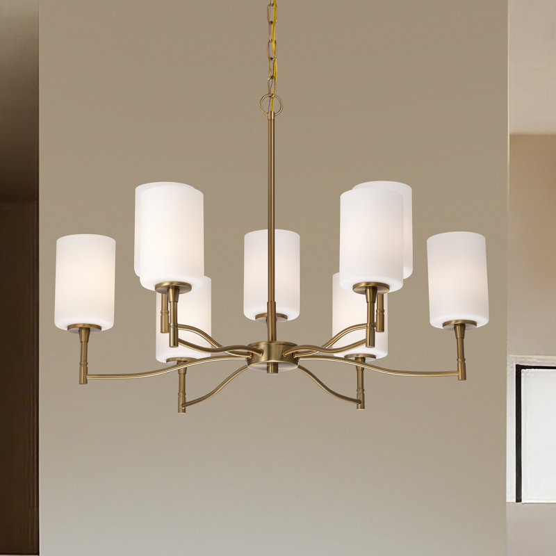 Lustre en verre opale Liam, H 20,88 po x l 30 po x P 30 po, Bronze brillant, 9 lumières