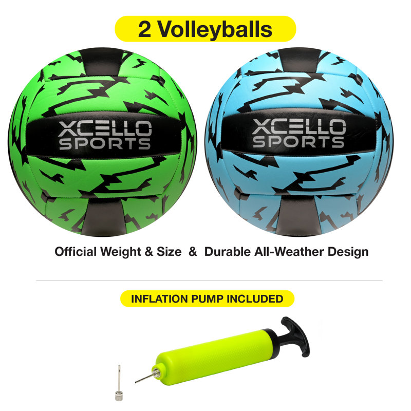 Graphiques Xcello Sports Volleyball avec pompe, paquet de 2, Bleu / vert