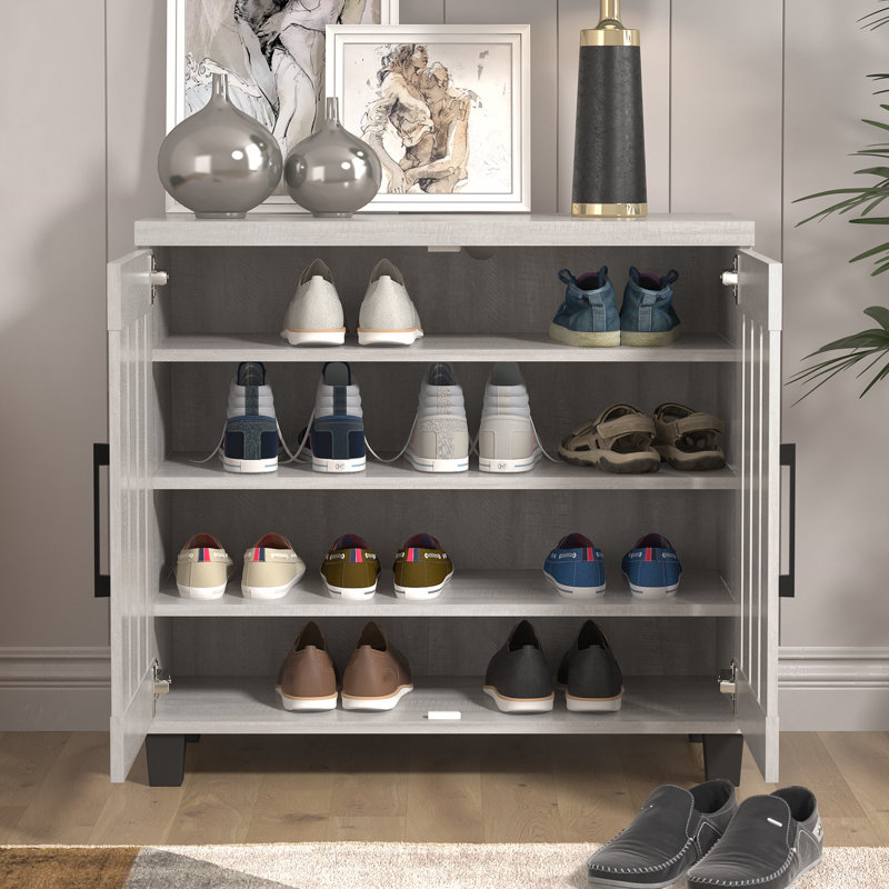 Banos 12 Pair Shoe Storage Cabinet, Dusty Gray Oak