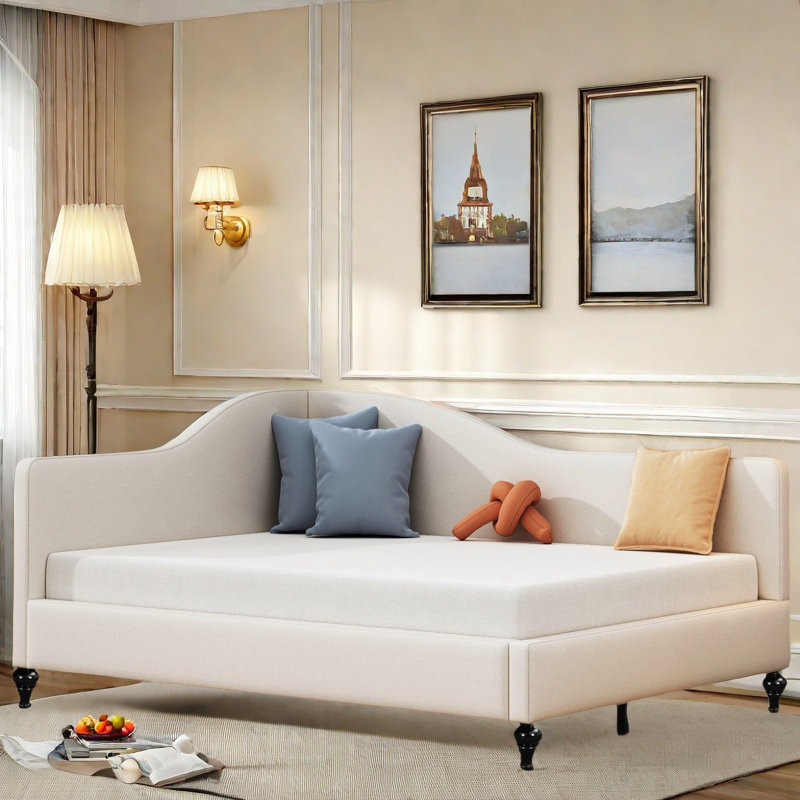 Woothen  Daybed With Solid Wood Legs, Beige, Full/Double