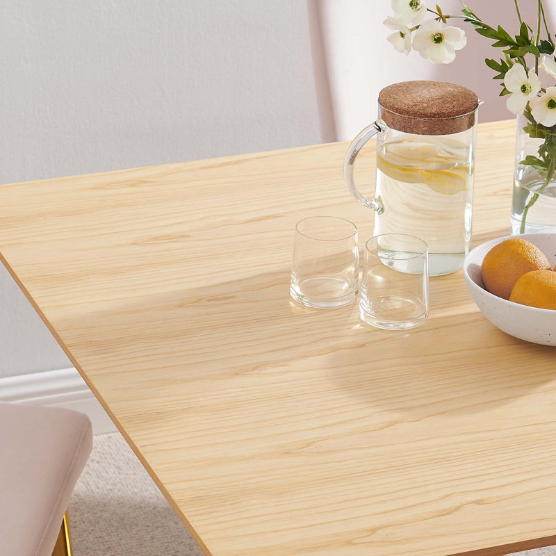 Table de salle à manger Lippa par Modway, L 40 po x l 40 po, Naturel, Or