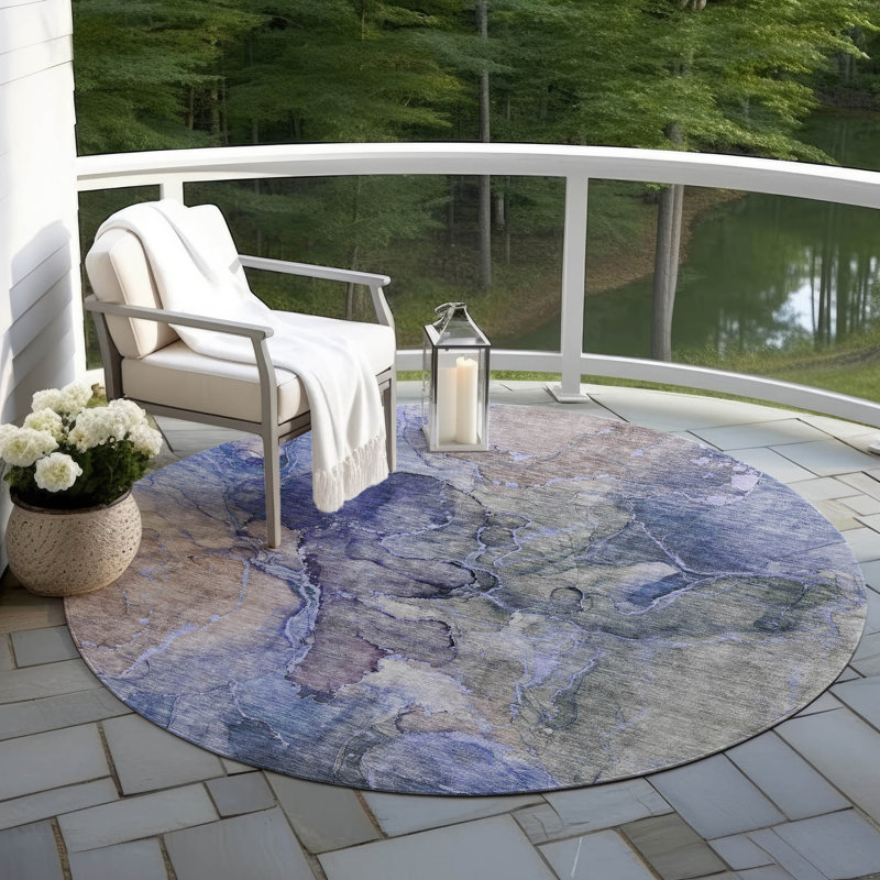 Tapis intérieur / extérieur Killingly avec envers antidérapant, Rond 8 pi