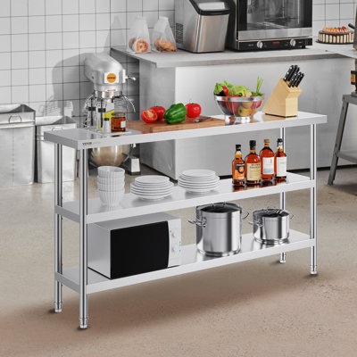 VEVOR Stainless Steel Food Prep Table, Commercial Kitchen Worktable