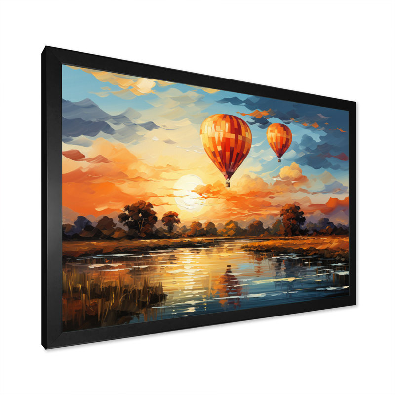 Ballon à air chaud rouge III - impression, H 34 po x l 44 po x P 1,5 po, Cadre simple noir