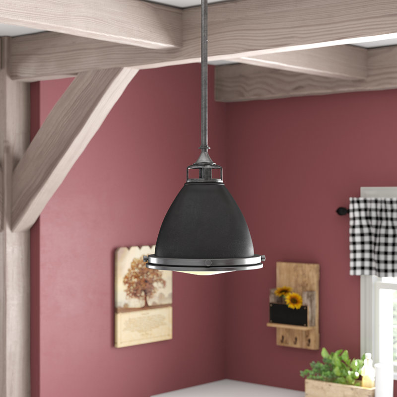 Amelia 1 - Light Single Bell Pendant, Aged Zinc