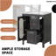 Meuble-lavabo simple de 24 po avec lavabo et plateau en céramique, meuble de rangement autoportant avec porte en verre Moru et deux tiroirs, meuble-lavabo avec tablette réglable-1722949338