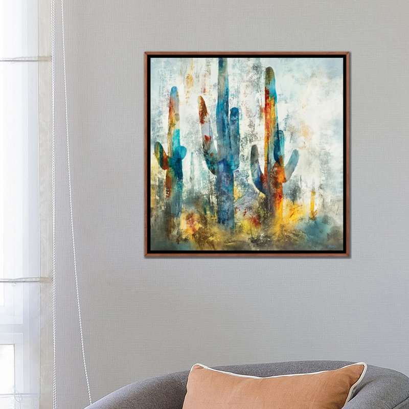«Saguaro Forest» encadré par Scott Brems, H 26 po x l 26 po x P 1,5 po, Toile flottante classique avec cadre en bois, Non