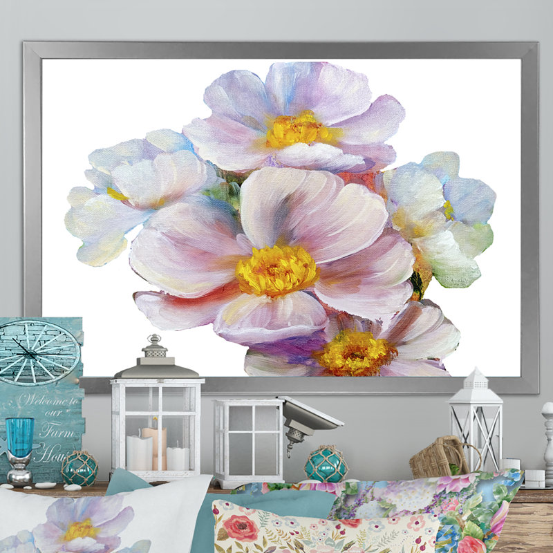 «Bright Bouquet Of Spring Flowers III», reproduction sur toile flottante, H 8 po x l 12 po x P 1 po, Cadre photo argenté