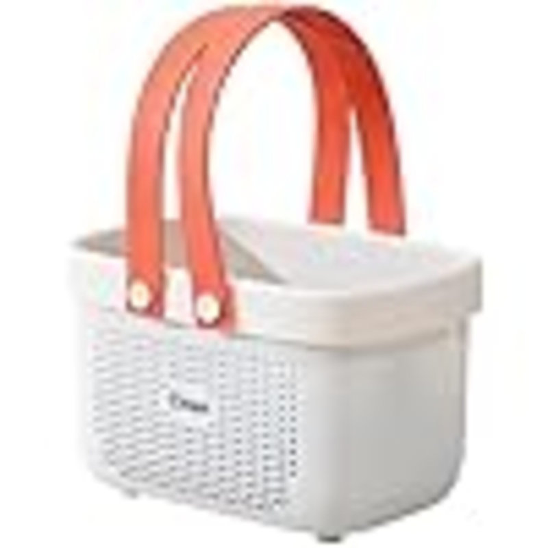 Panier de rangement en plastique avec poignée, Blanc