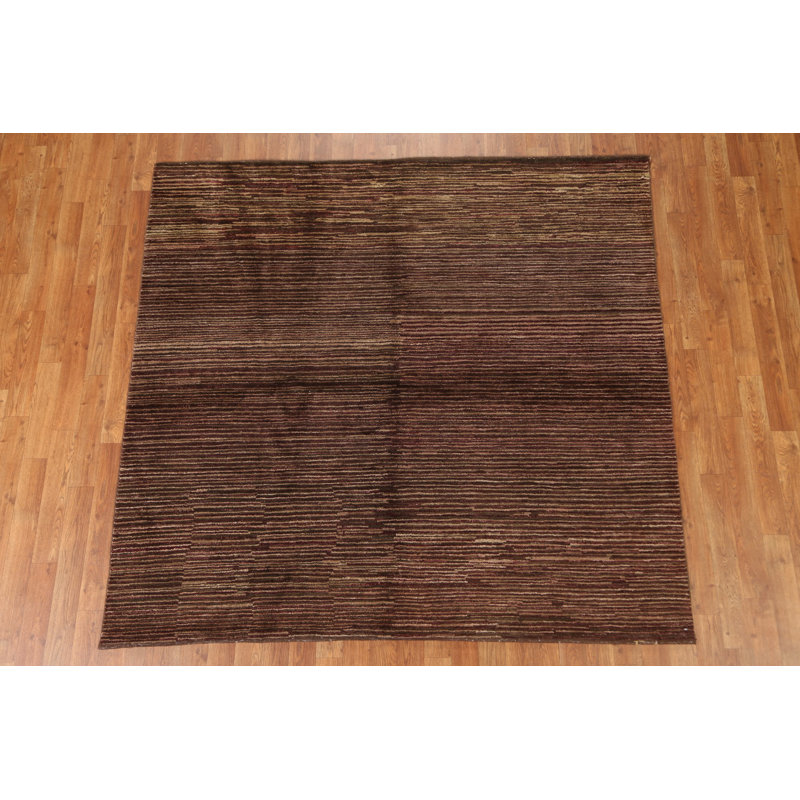 One-of-a-Kind 6'0" x 6'0" New Age Square Wool Area Rug in Beige and Brown