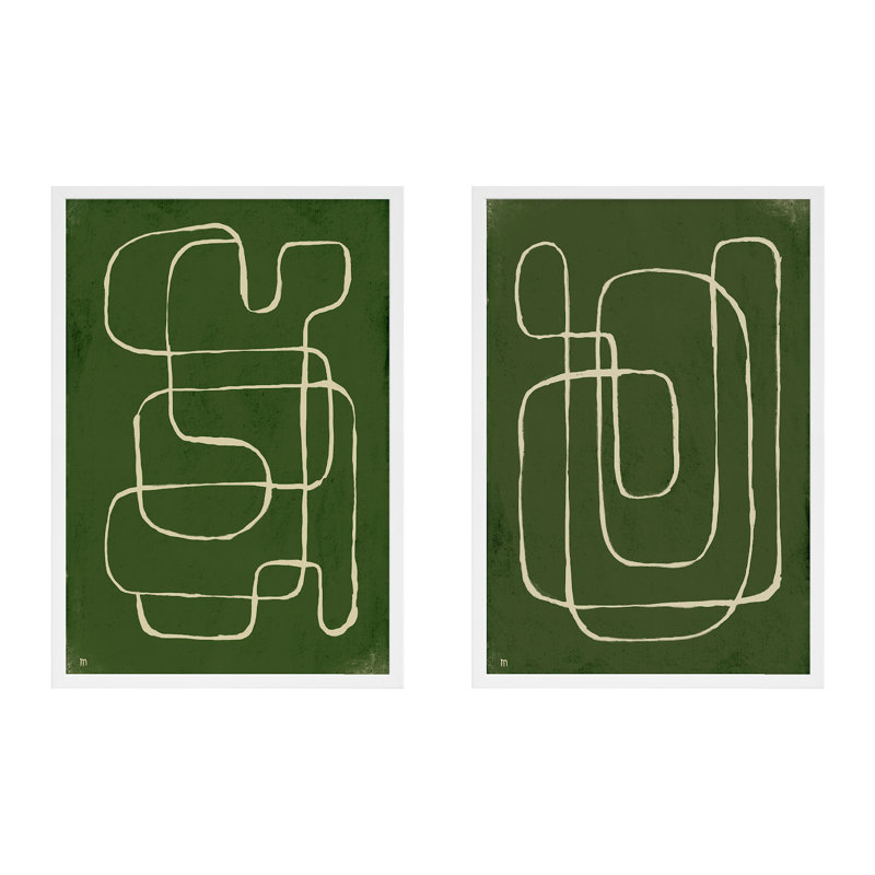 Line Works Painting by StudioM, White Framed Paper, 25" H x 35" W x 1.25" D