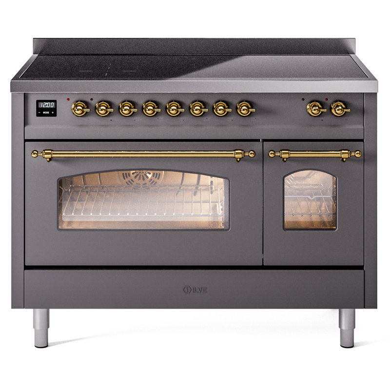 ILVE Nostalgie II 48 in Induction Range, Graphite Matte/Brass