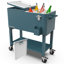  Glacière Permasteel avec séparateur et lavabo amovible, capacité spacieuse de 80 pte, réfrigération de 36 heures, plateau de service, glacière à roulettes pour le divertissement intérieur et extérieur, bleu sarcelle