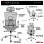 Chaise de bureau ergonomique en filet avec accoudoirs 5D et repose-pieds rétractable-133429481