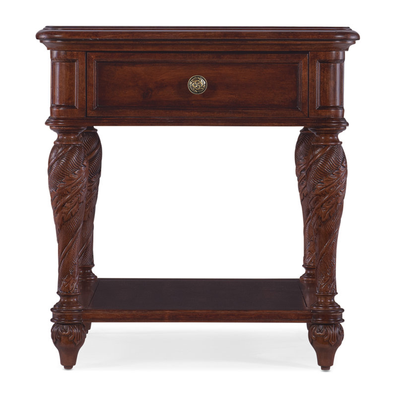 Charleston Brown Cherry Veneer Rectangular End Table with Storage