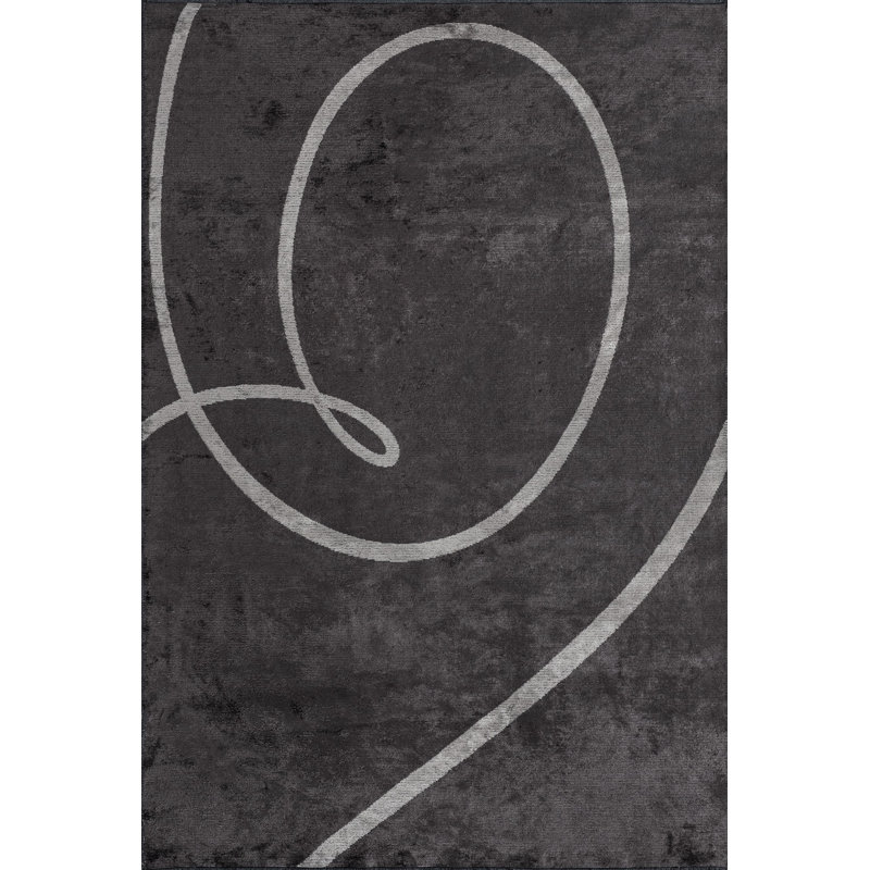 Rapture Gray/White Abstract Luxury Area Rug, Rectangle 7'10" x 11'2"
