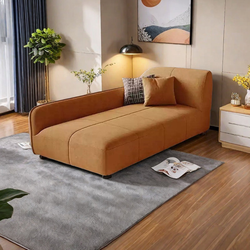 Méridiennes modernes et simples en flanelle, Orange, Orienté à droite